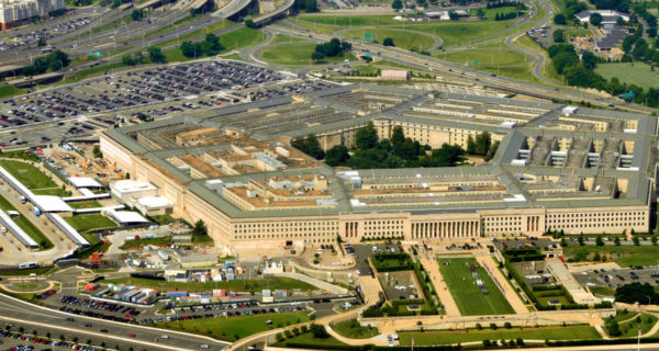 aerial view of the Pentagon building