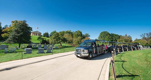 Arlington National Cemetery, a solemn military burial ground with rows of white headstones